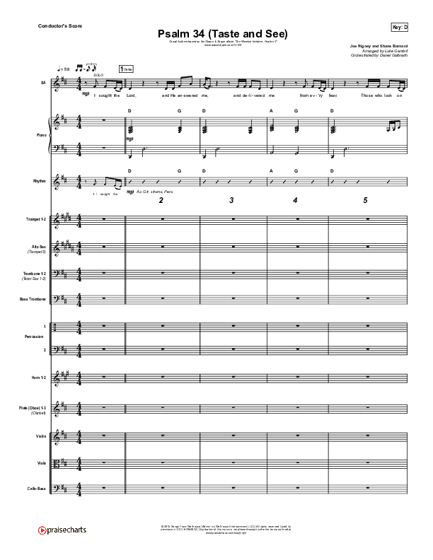 Psalm 34 (Taste and See) (Choral Anthem SATB) Orchestration (The Worship Initiative / Shane & Shane / Arr. Luke Gambill)