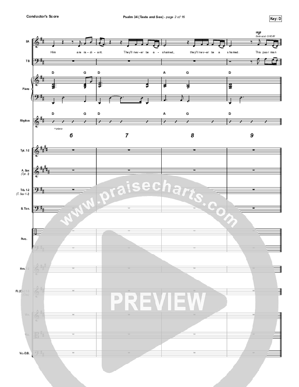 Psalm 34 (Taste and See) (Choral Anthem SATB) Conductor's Score (The Worship Initiative / Shane & Shane / Arr. Luke Gambill)