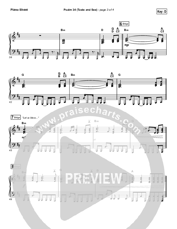 Psalm 34 (Taste and See) (Choral Anthem SATB) Piano Sheet (The Worship Initiative / Shane & Shane / Arr. Luke Gambill)