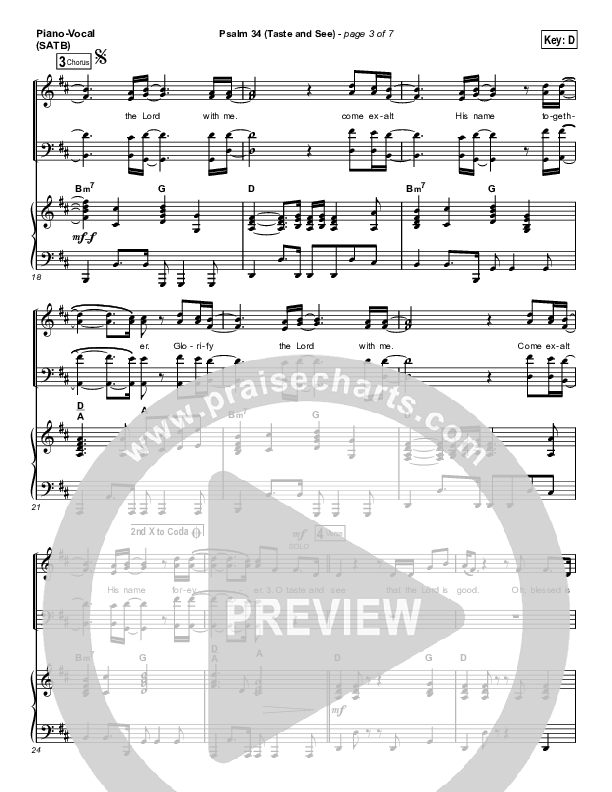 Psalm 34 (Taste and See) (Choral Anthem SATB) Piano/Vocal Pack (The Worship Initiative / Shane & Shane / Arr. Luke Gambill)