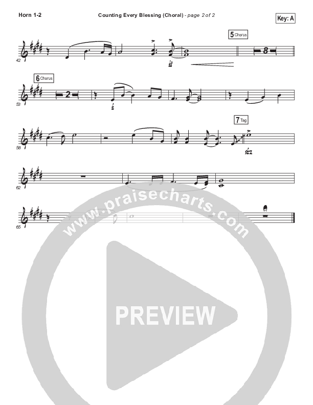 Counting Every Blessing (Choral Anthem SATB) French Horn 1/2 (Rend Collective / Arr. Luke Gambill)