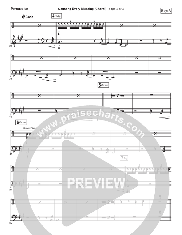 Counting Every Blessing (Choral Anthem SATB) Percussion (Rend Collective / Arr. Luke Gambill)