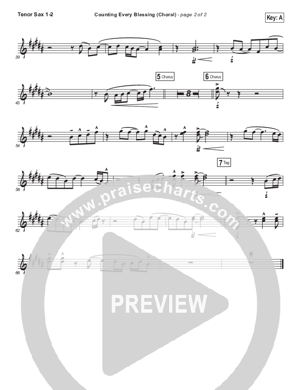 Counting Every Blessing (Choral Anthem SATB) Tenor Sax 1/2 (Rend Collective / Arr. Luke Gambill)