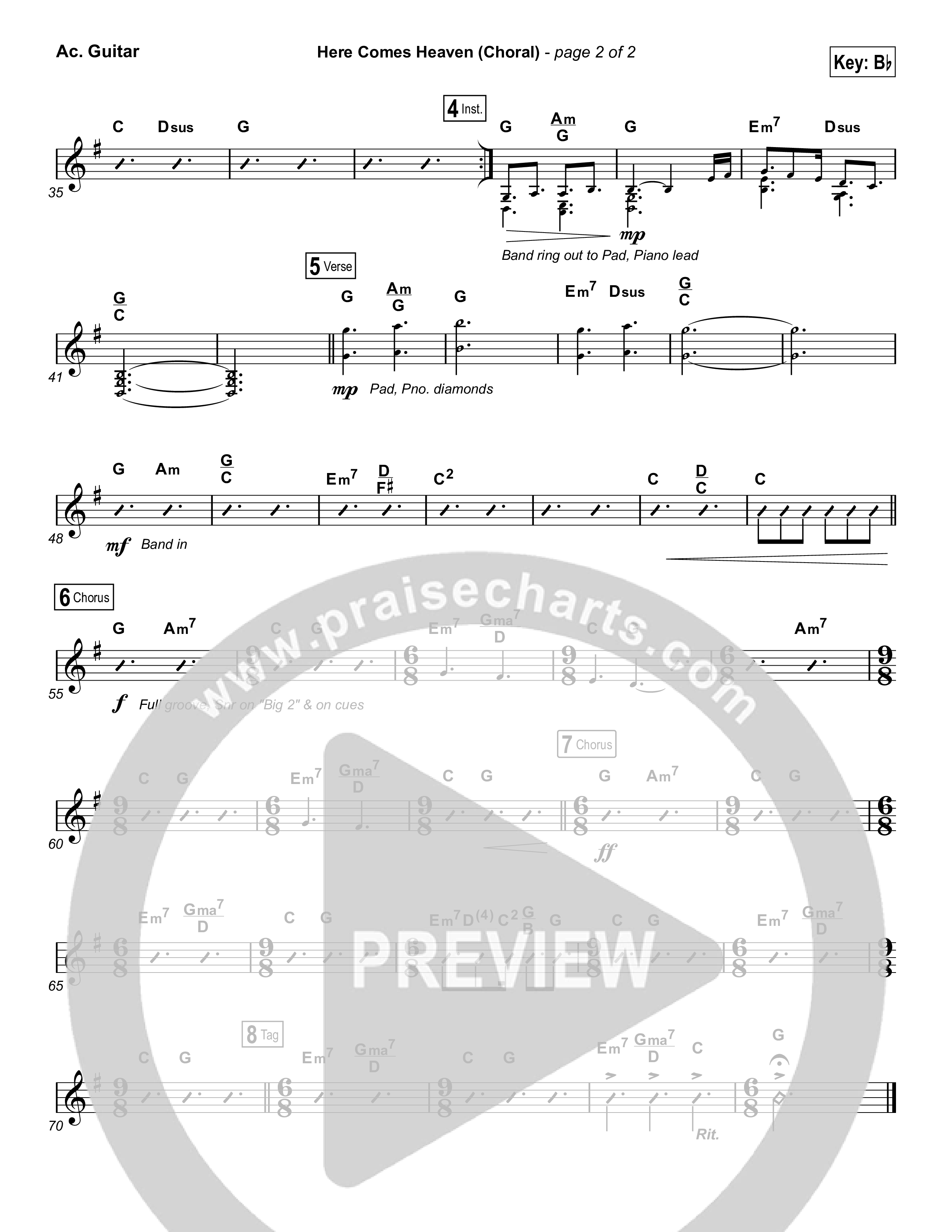 Here Comes Heaven (Choral Anthem SATB) Acoustic Guitar (Elevation Worship / Arr. Luke Gambill)