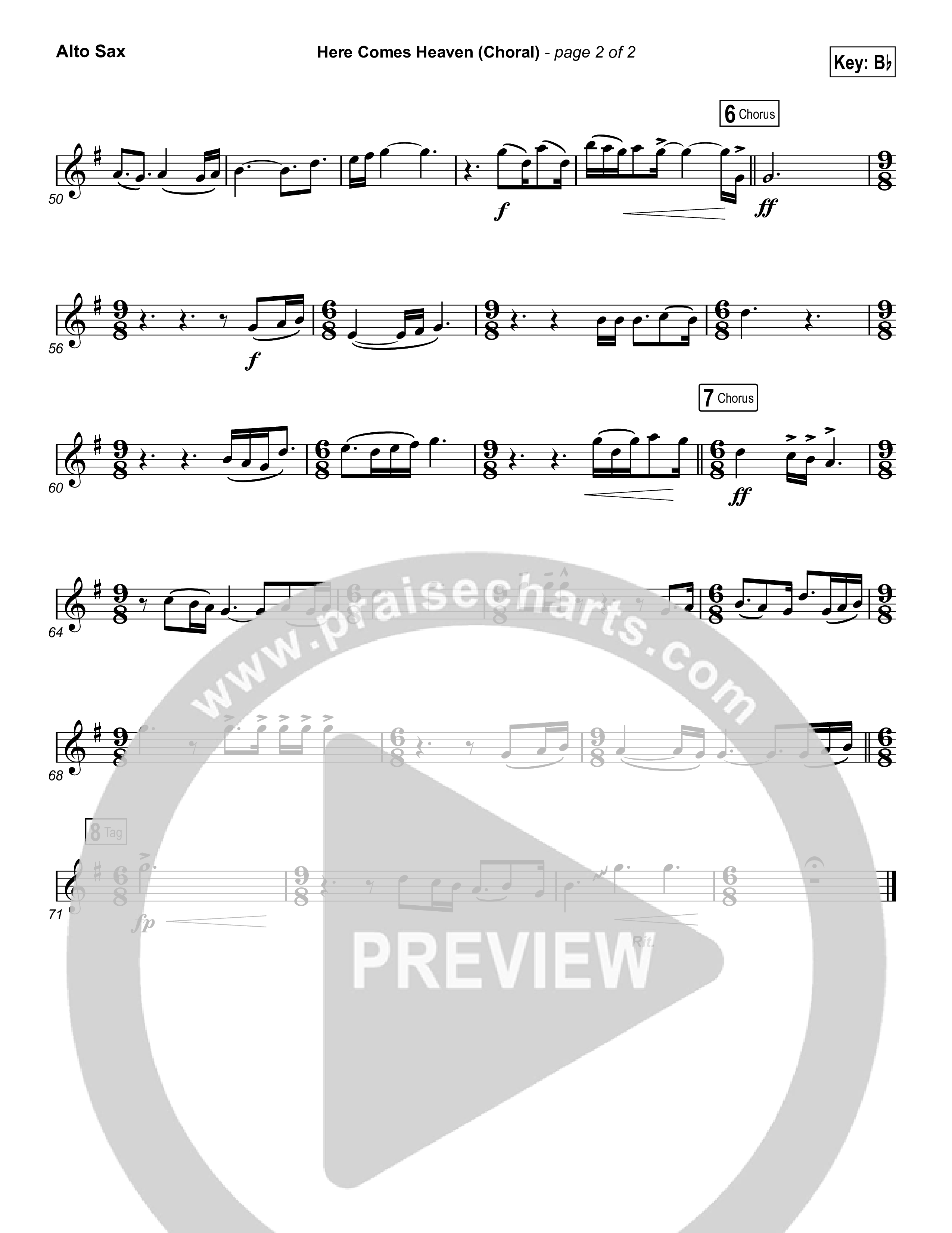 Here Comes Heaven (Choral Anthem SATB) Alto Sax (Elevation Worship / Arr. Luke Gambill)