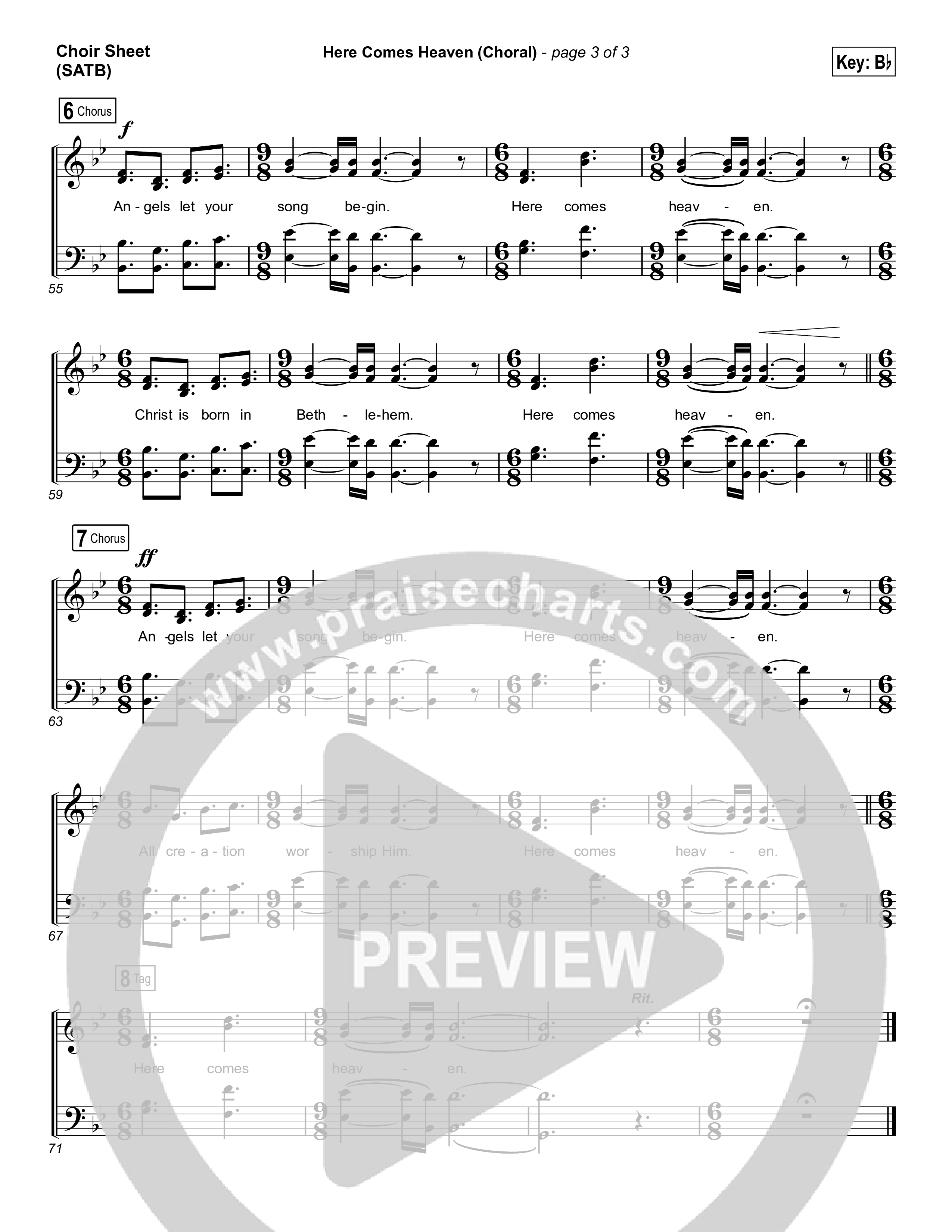 Here Comes Heaven (Choral Anthem SATB) Choir Vocals (SATB) (Elevation Worship / Arr. Luke Gambill)