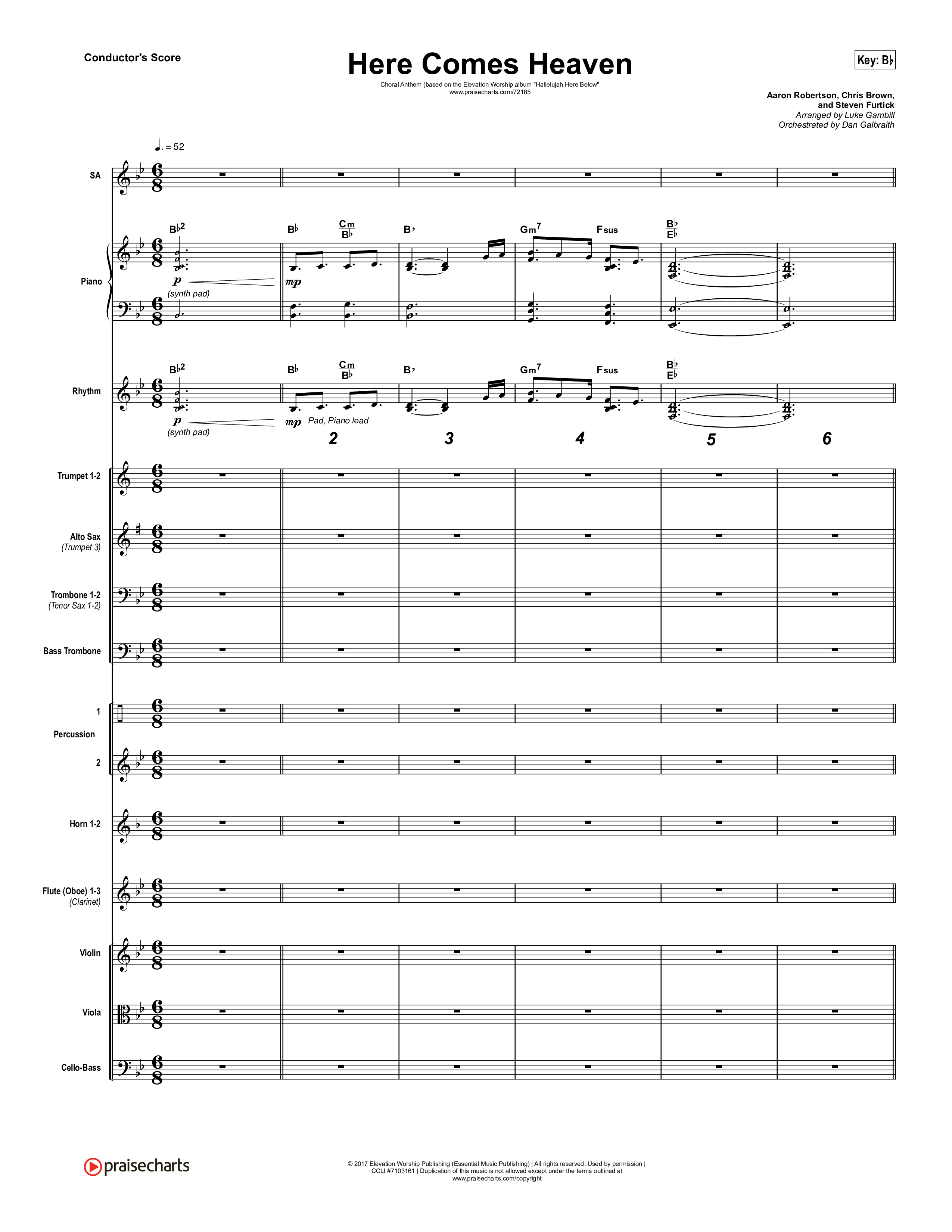 Here Comes Heaven (Choral Anthem SATB) Conductor's Score (Elevation Worship / Arr. Luke Gambill)