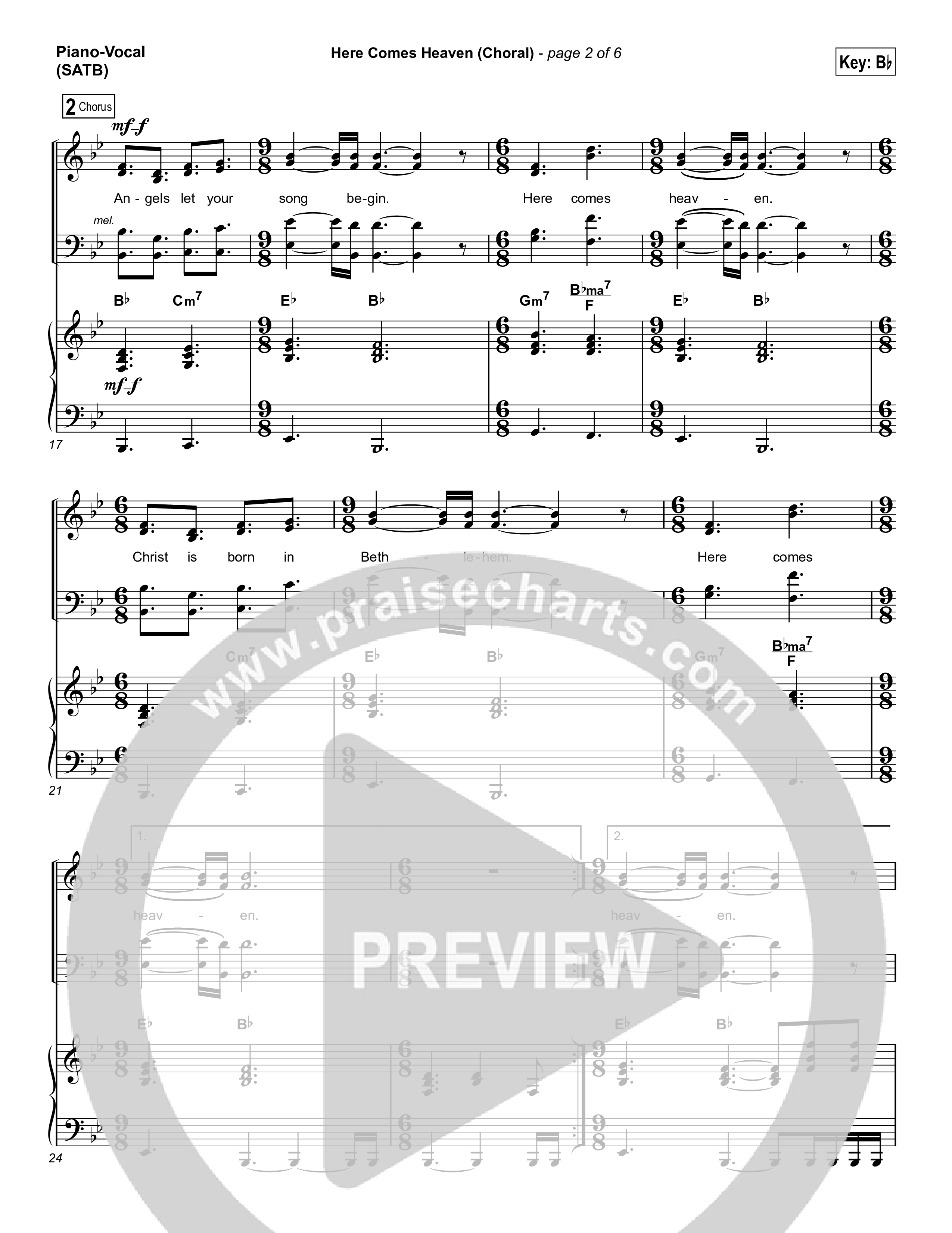 Here Comes Heaven (Choral Anthem SATB) Piano/Vocal (SATB) (Elevation Worship / Arr. Luke Gambill)
