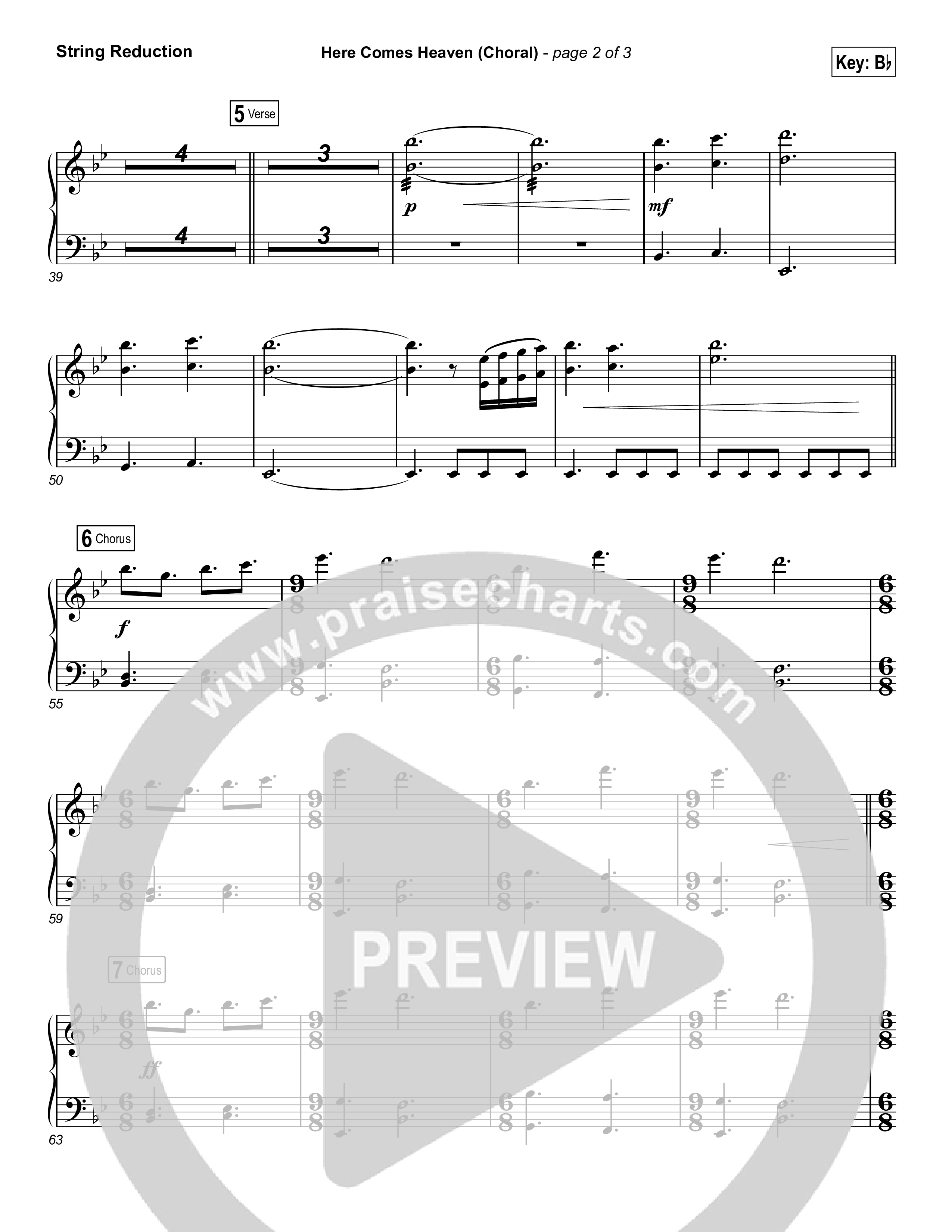 Here Comes Heaven (Choral Anthem SATB) String Reduction (Elevation Worship / Arr. Luke Gambill)