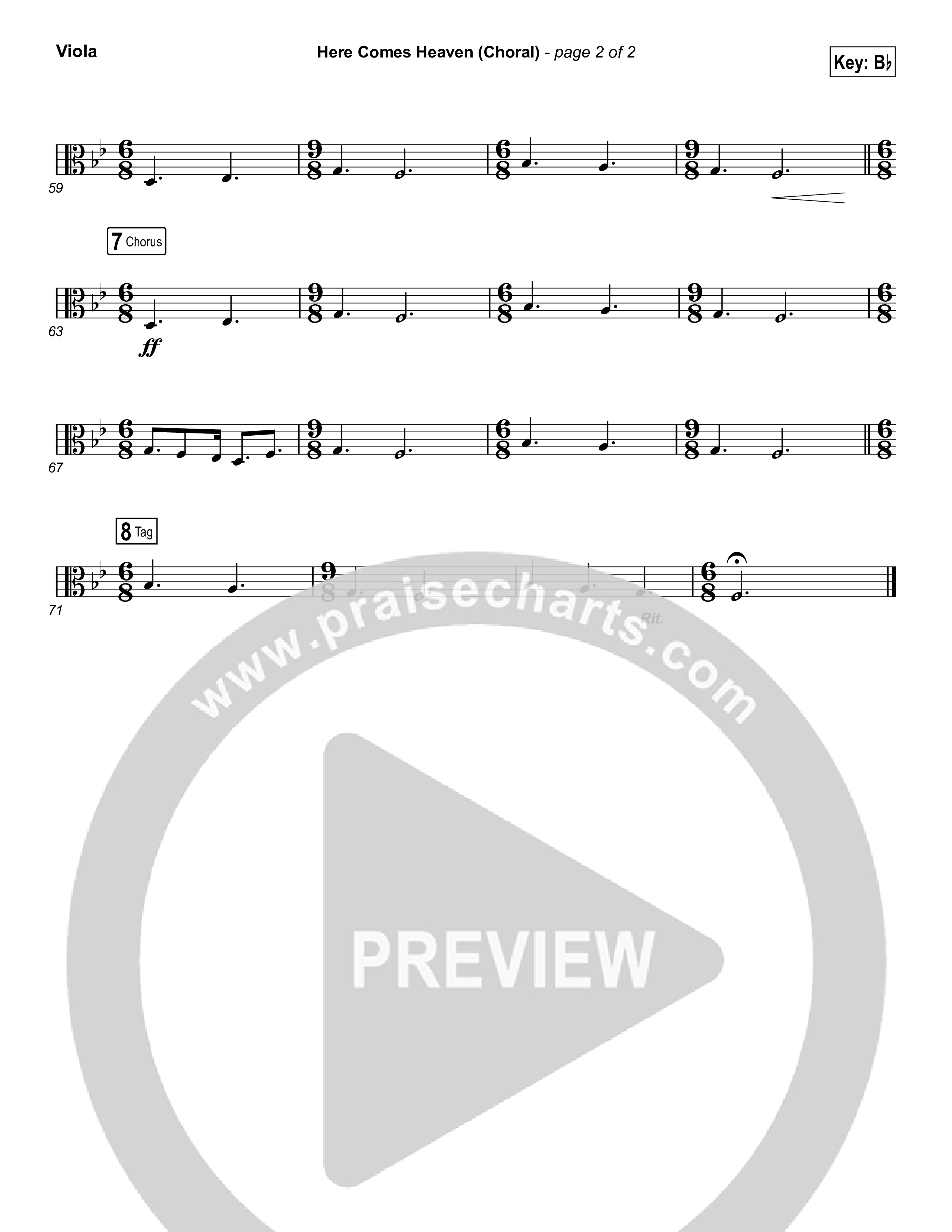 Here Comes Heaven (Choral Anthem SATB) Viola (Elevation Worship / Arr. Luke Gambill)