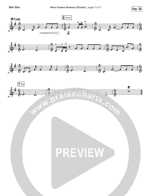 Here Comes Heaven (Choral Anthem SATB) Bari Sax (Elevation Worship / Arr. Luke Gambill)