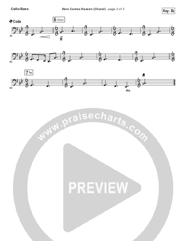 Here Comes Heaven (Choral Anthem SATB) Cello/Bass (Elevation Worship / Arr. Luke Gambill)