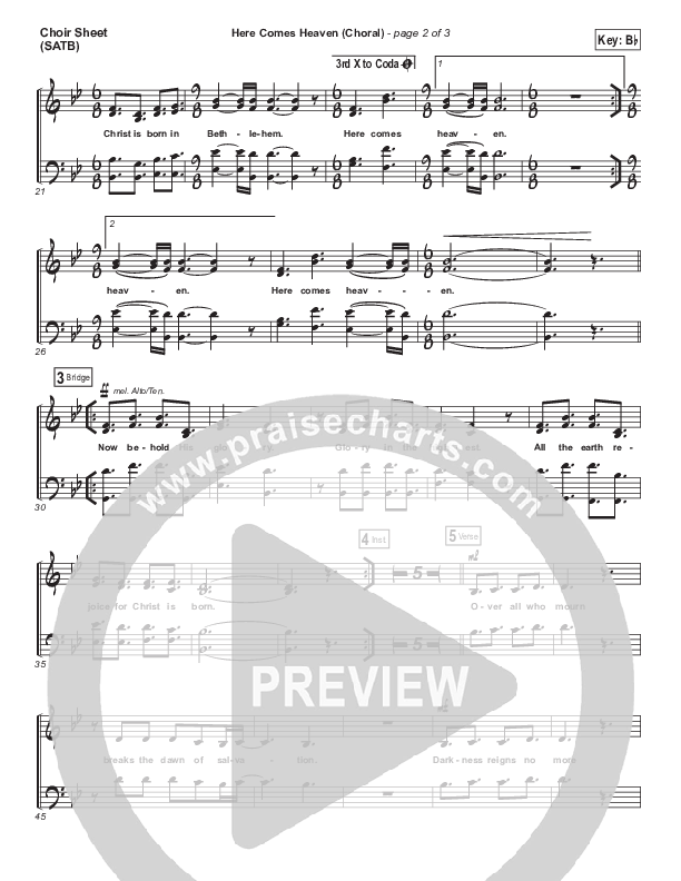 Here Comes Heaven (Choral Anthem SATB) Choir Sheet (SATB) (Elevation Worship / Arr. Luke Gambill)