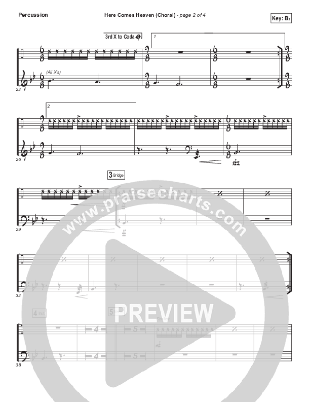 Here Comes Heaven (Choral Anthem SATB) Percussion (Elevation Worship / Arr. Luke Gambill)