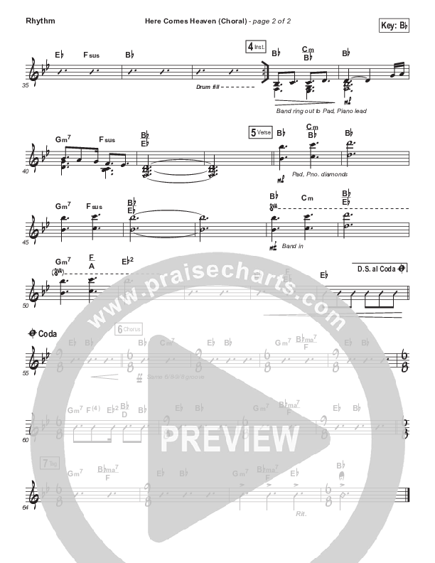Here Comes Heaven (Choral Anthem SATB) Rhythm Chart (Elevation Worship / Arr. Luke Gambill)