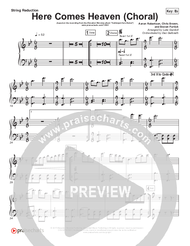 Here Comes Heaven (Choral Anthem SATB) Synth Strings (Elevation Worship / Arr. Luke Gambill)