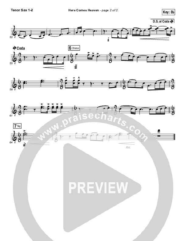 Here Comes Heaven (Choral Anthem SATB) Tenor Sax 1,2 (Elevation Worship / Arr. Luke Gambill)