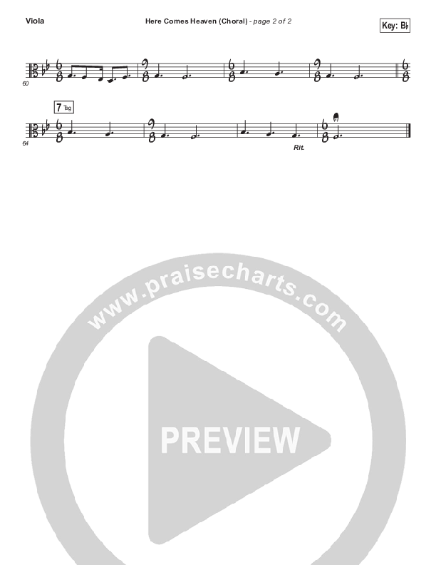 Here Comes Heaven (Choral Anthem SATB) Viola (Elevation Worship / Arr. Luke Gambill)