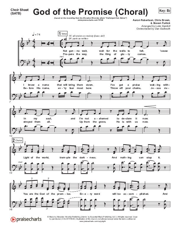 God Of The Promise (Choral Anthem SATB) Choir Sheet (SATB) (Elevation Worship / Arr. Luke Gambill)