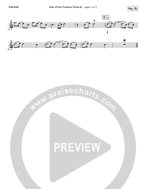 God Of The Promise (Choral Anthem SATB) Clarinet (Elevation Worship / Arr. Luke Gambill)