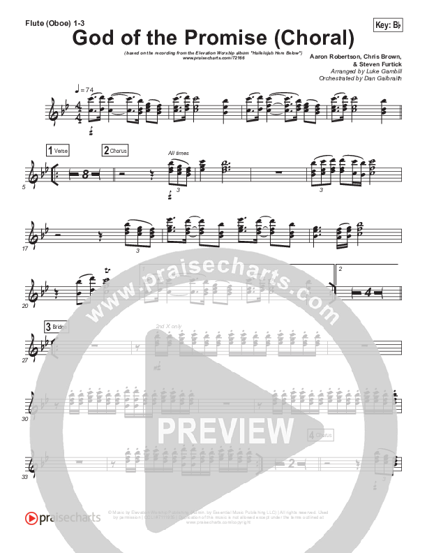 God Of The Promise (Choral Anthem SATB) Flute/Oboe 1/2/3 (Elevation Worship / Arr. Luke Gambill)