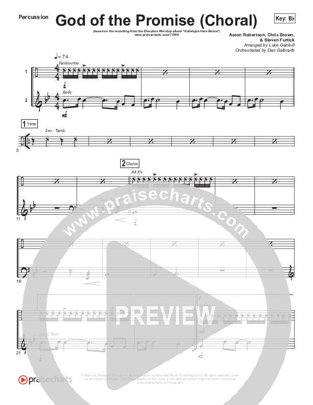 God Of The Promise (Choral Anthem SATB) Percussion (Elevation Worship / Arr. Luke Gambill)