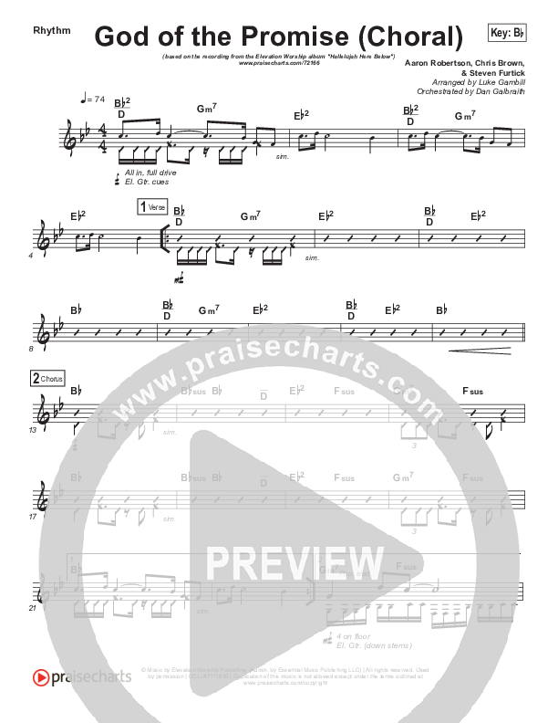 God Of The Promise (Choral Anthem SATB) Rhythm Chart (Elevation Worship / Arr. Luke Gambill)