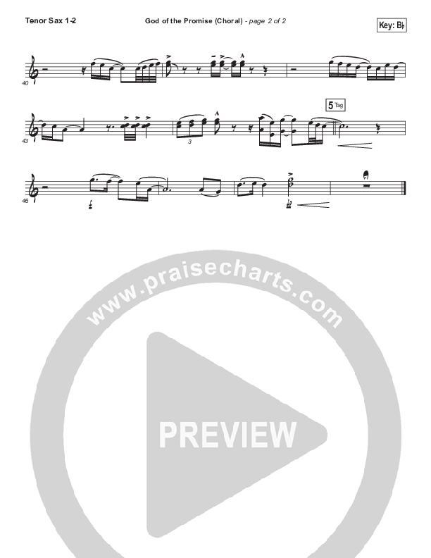 God Of The Promise (Choral Anthem SATB) Tenor Sax 1/2 (Elevation Worship / Arr. Luke Gambill)