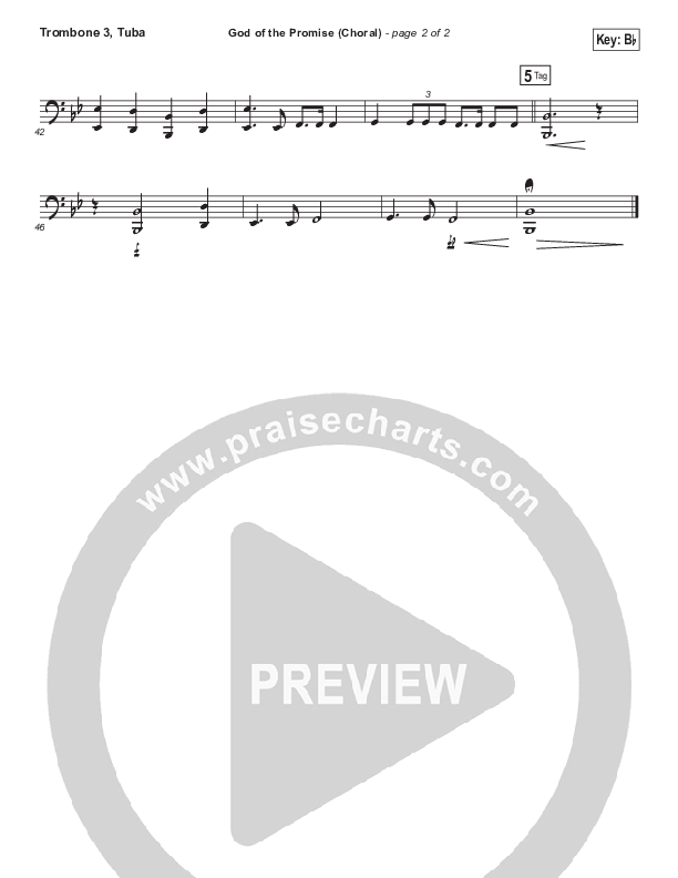 God Of The Promise (Choral Anthem SATB) Trombone 3/Tuba (Elevation Worship / Arr. Luke Gambill)