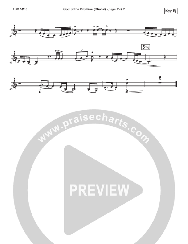 God Of The Promise (Choral Anthem SATB) Trumpet 3 (Elevation Worship / Arr. Luke Gambill)