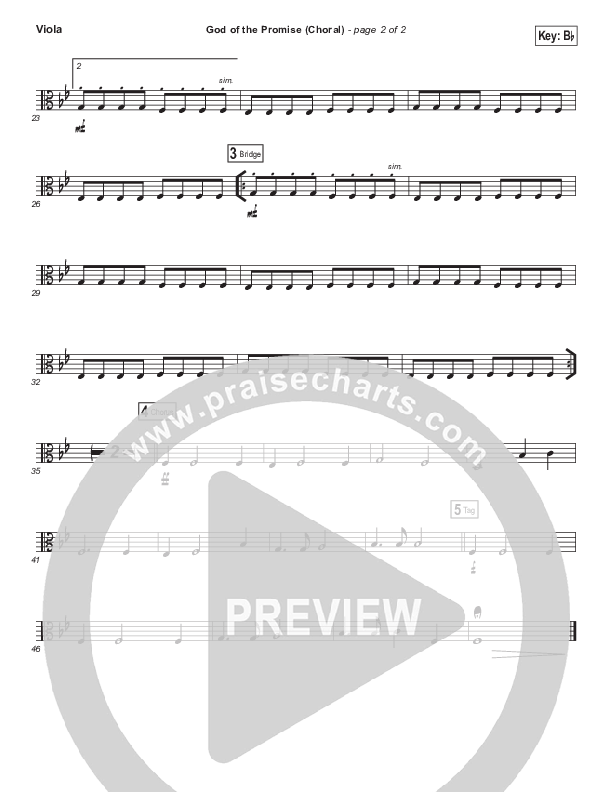 God Of The Promise (Choral Anthem SATB) Viola (Elevation Worship / Arr. Luke Gambill)