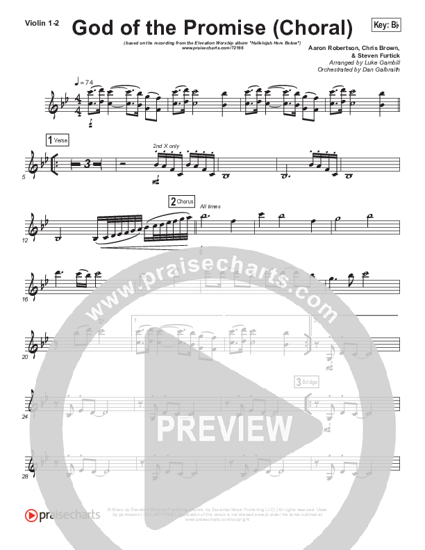 God Of The Promise (Choral Anthem SATB) Violin 1/2 (Elevation Worship / Arr. Luke Gambill)