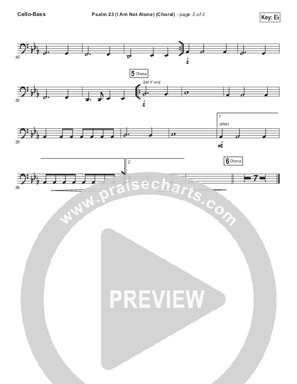 Psalm 23 (I Am Not Alone) (Choral Anthem SATB) Cello/Bass (People & Songs / Arr. Luke Gambill)