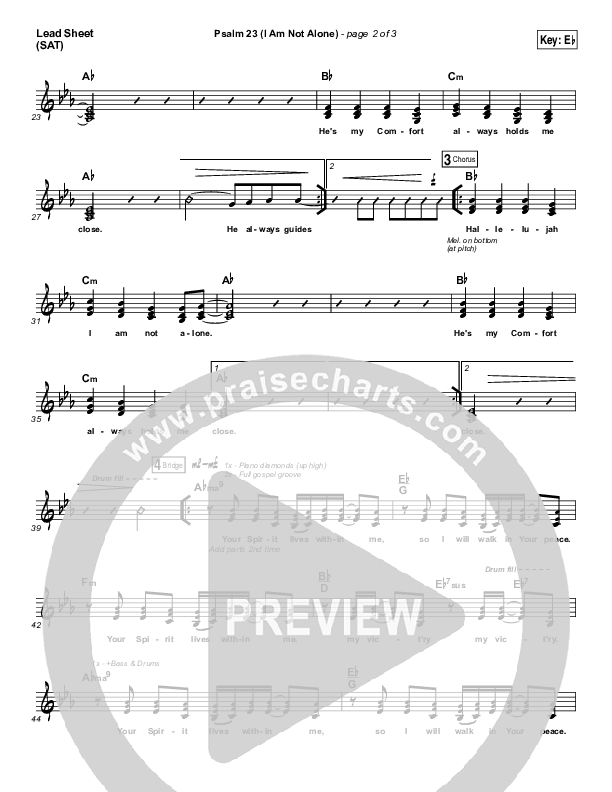 Psalm 23 (I Am Not Alone) (Choral Anthem SATB) Lead Sheet (SAT) (People & Songs / Arr. Luke Gambill)