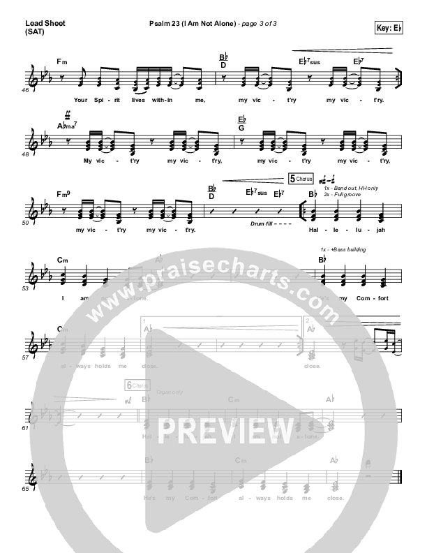 Psalm 23 (I Am Not Alone) (Choral Anthem SATB) Lead Sheet (SAT) (People & Songs / Arr. Luke Gambill)