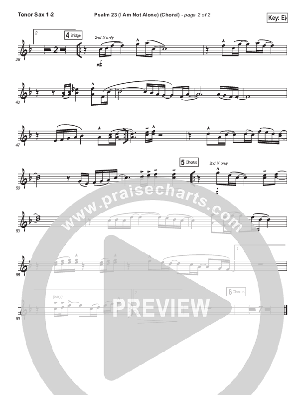 Psalm 23 (I Am Not Alone) (Choral Anthem SATB) Tenor Sax 1/2 (People & Songs / Arr. Luke Gambill)