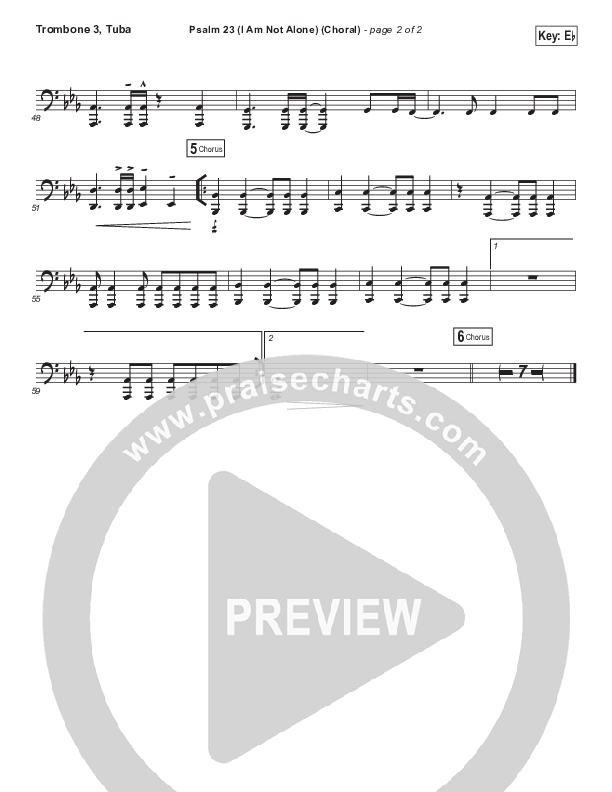 Psalm 23 (I Am Not Alone) (Choral Anthem SATB) Trombone 3/Tuba (People & Songs / Arr. Luke Gambill)