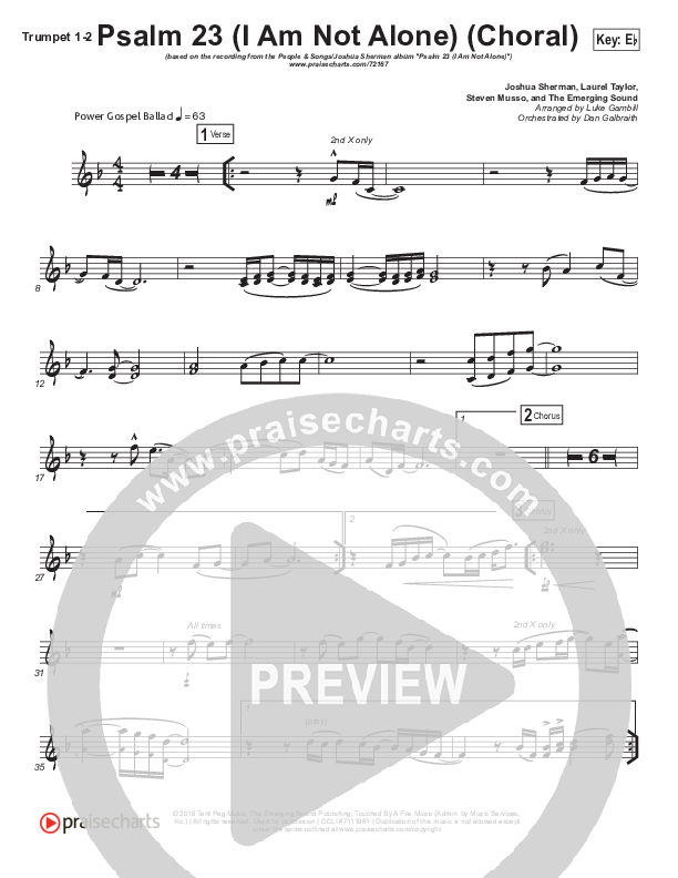 Psalm 23 (I Am Not Alone) (Choral Anthem SATB) Brass Pack (People & Songs / Arr. Luke Gambill)