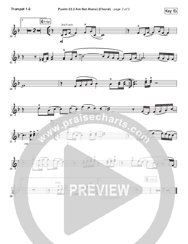 Psalm 23 (I Am Not Alone) (Choral Anthem SATB) Trumpet 1,2 (People & Songs / Arr. Luke Gambill)