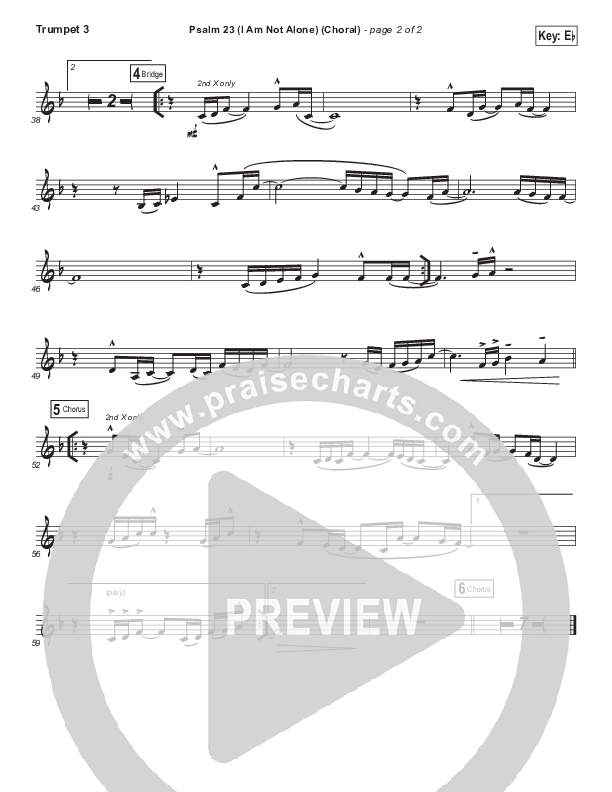 Psalm 23 (I Am Not Alone) (Choral Anthem SATB) Trumpet 3 (People & Songs / Arr. Luke Gambill)
