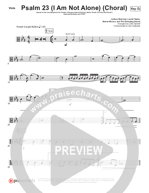 Psalm 23 (I Am Not Alone) (Choral Anthem SATB) Viola (People & Songs / Arr. Luke Gambill)
