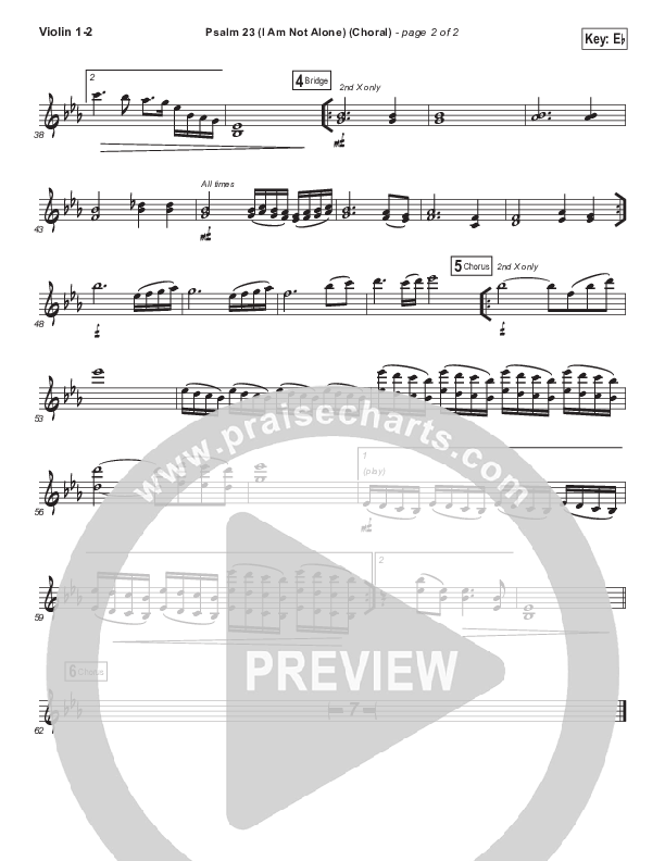 Psalm 23 (I Am Not Alone) (Choral Anthem SATB) Violin 1/2 (People & Songs / Arr. Luke Gambill)
