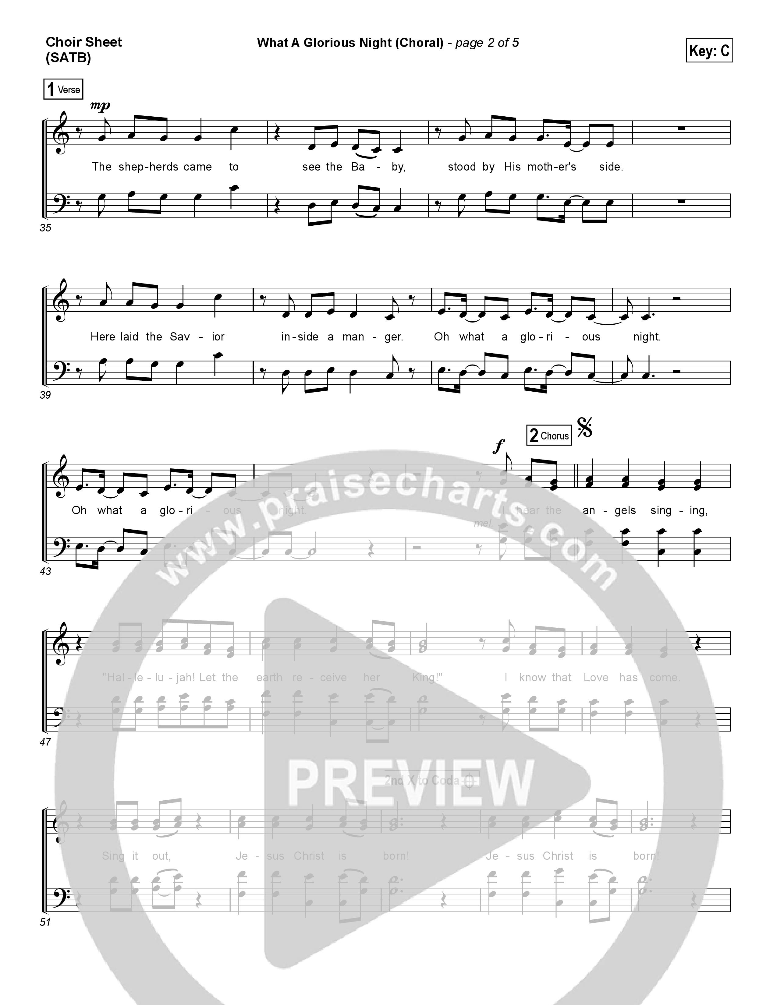 What A Glorious Night (Choral Anthem SATB) Choir Sheet (SATB) (Sidewalk Prophets / Arr. Luke Gambill)