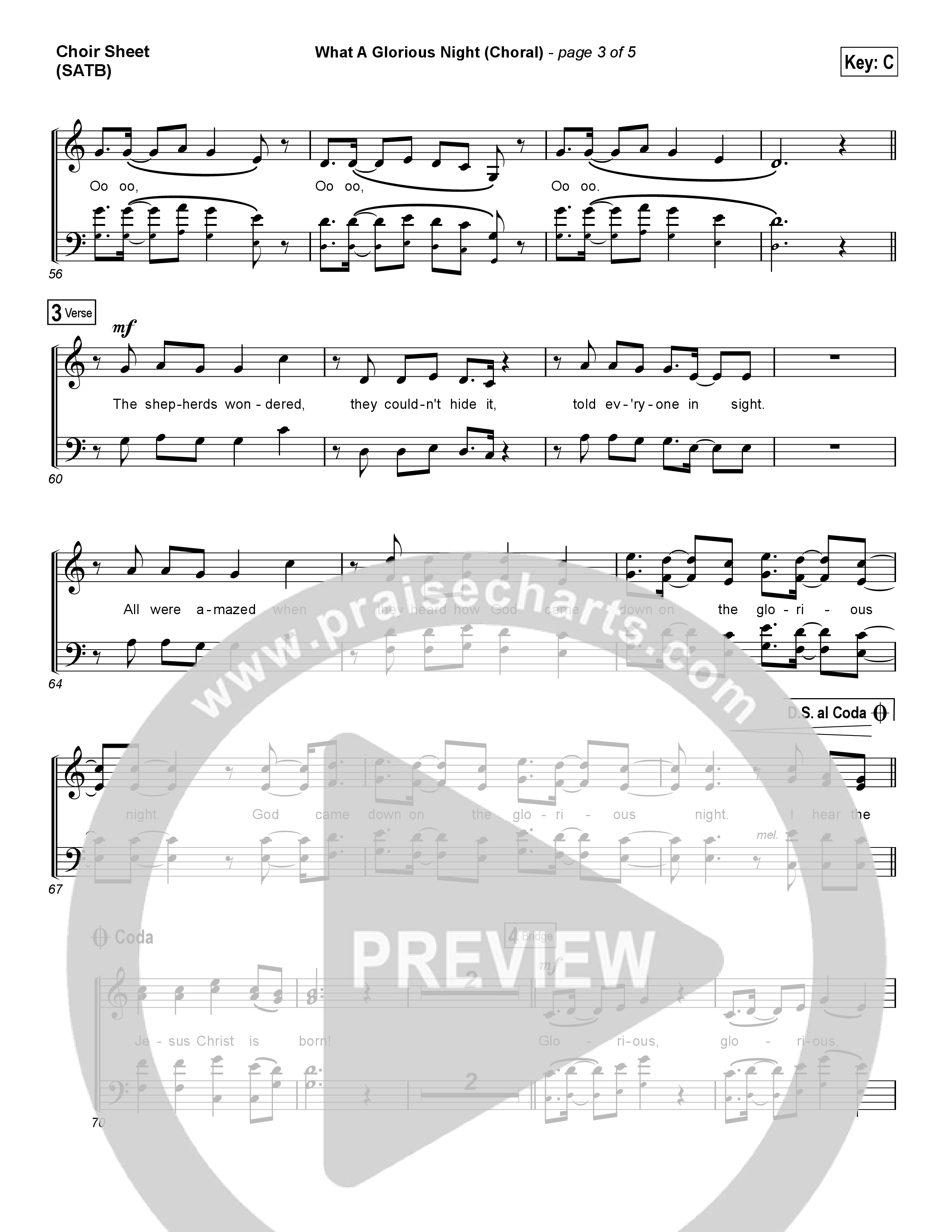 What A Glorious Night (Choral Anthem SATB) Choir Sheet (SATB) (Sidewalk Prophets / Arr. Luke Gambill)