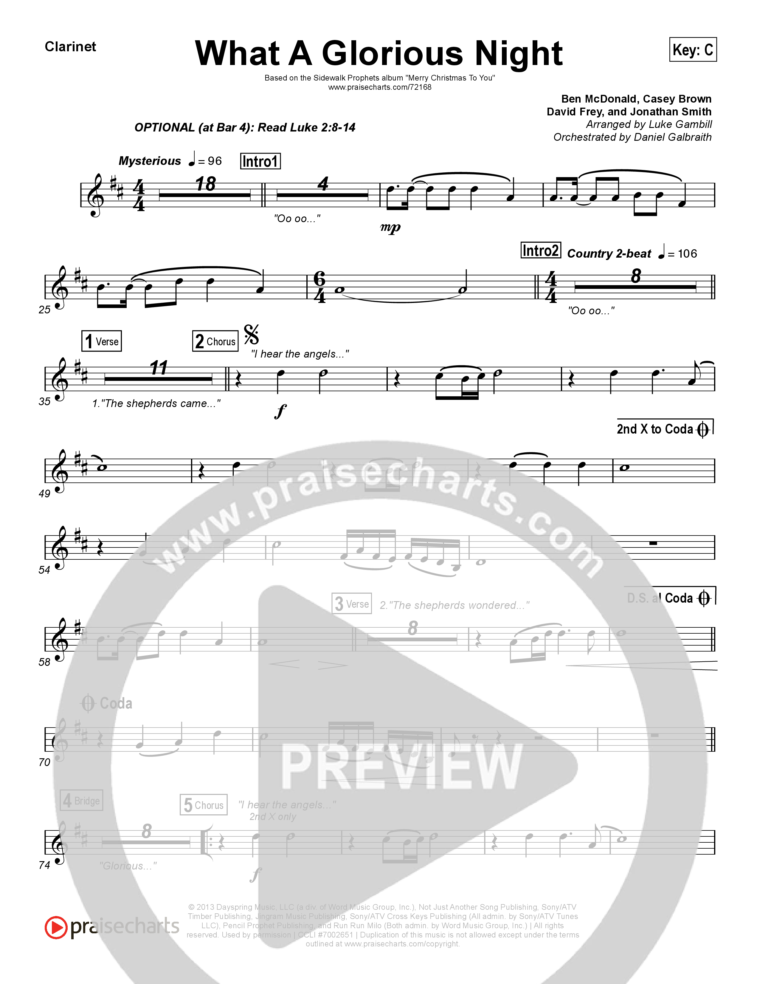 What A Glorious Night (Choral Anthem SATB) Wind Pack (Sidewalk Prophets / Arr. Luke Gambill)