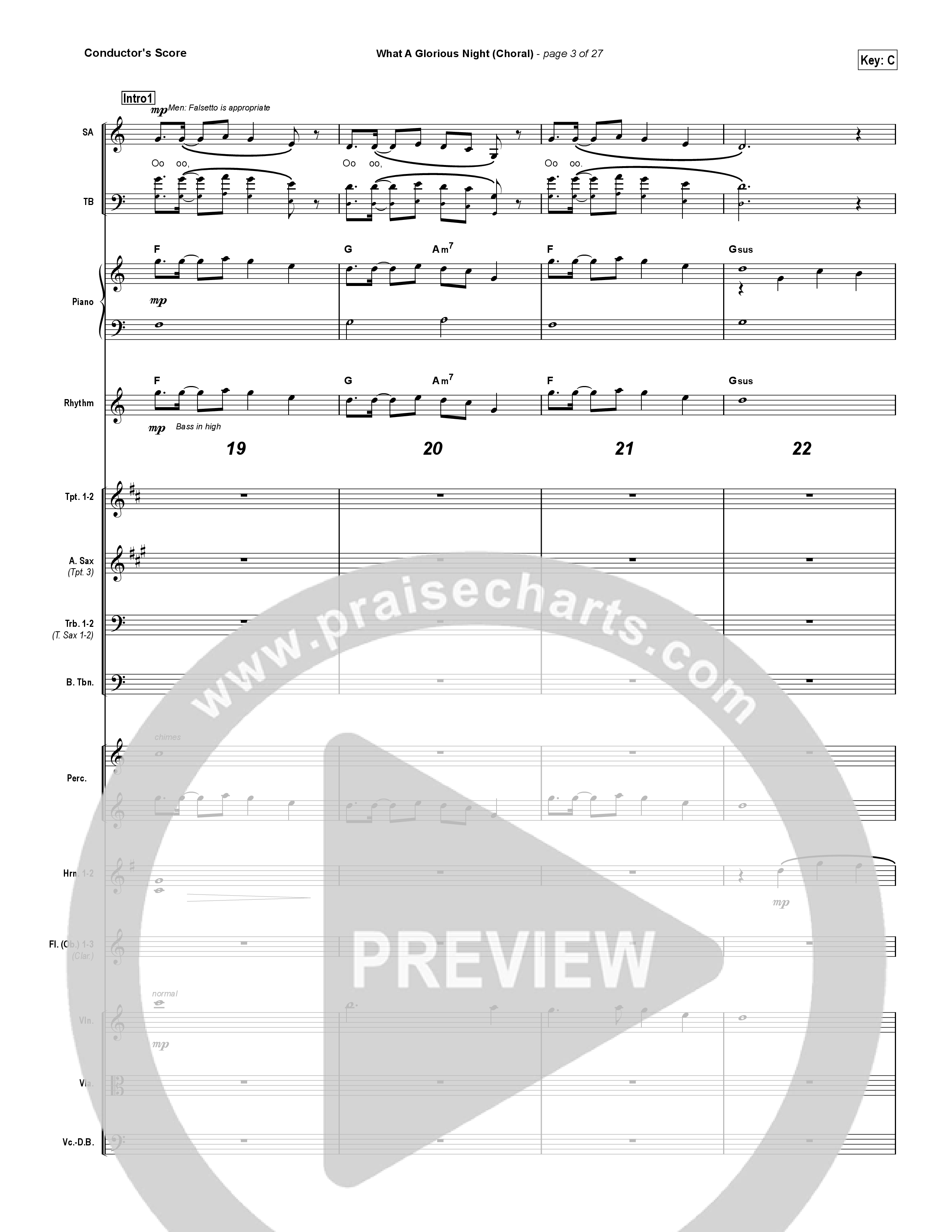 What A Glorious Night (Choral Anthem SATB) Conductor's Score (Sidewalk Prophets / Arr. Luke Gambill)