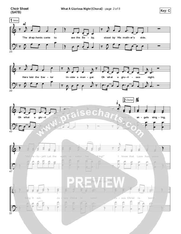 What A Glorious Night (Choral Anthem SATB) Choir Sheet (SATB) (Sidewalk Prophets / PraiseCharts Choral / Arr. Luke Gambill)
