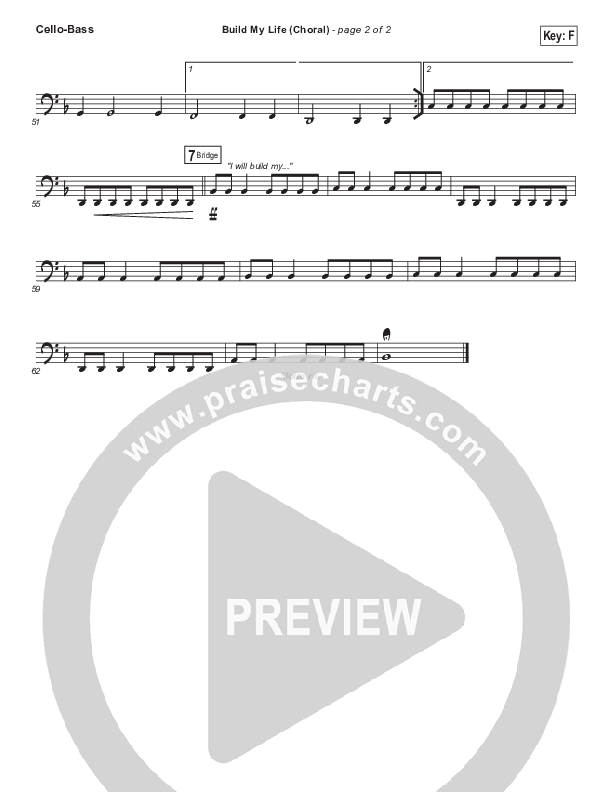 Build My Life (Choral Anthem SATB) Cello/Bass (Passion / Brett Younker / Arr. Luke Gambill)