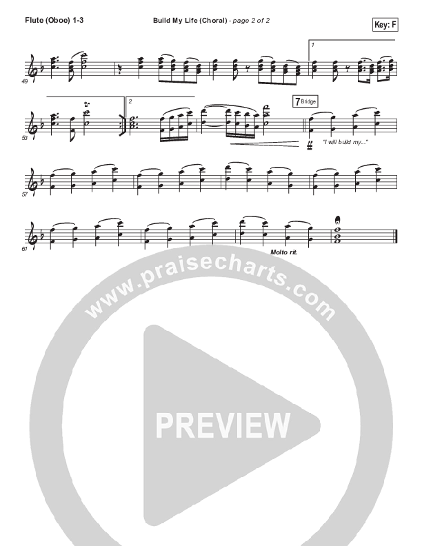 Build My Life (Choral Anthem SATB) Flute/Oboe 1/2/3 (Passion / Brett Younker / Arr. Luke Gambill)