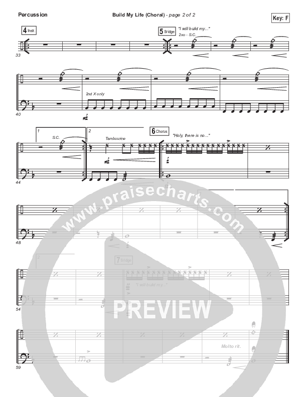 Build My Life (Choral Anthem SATB) Percussion (Passion / Brett Younker / Arr. Luke Gambill)